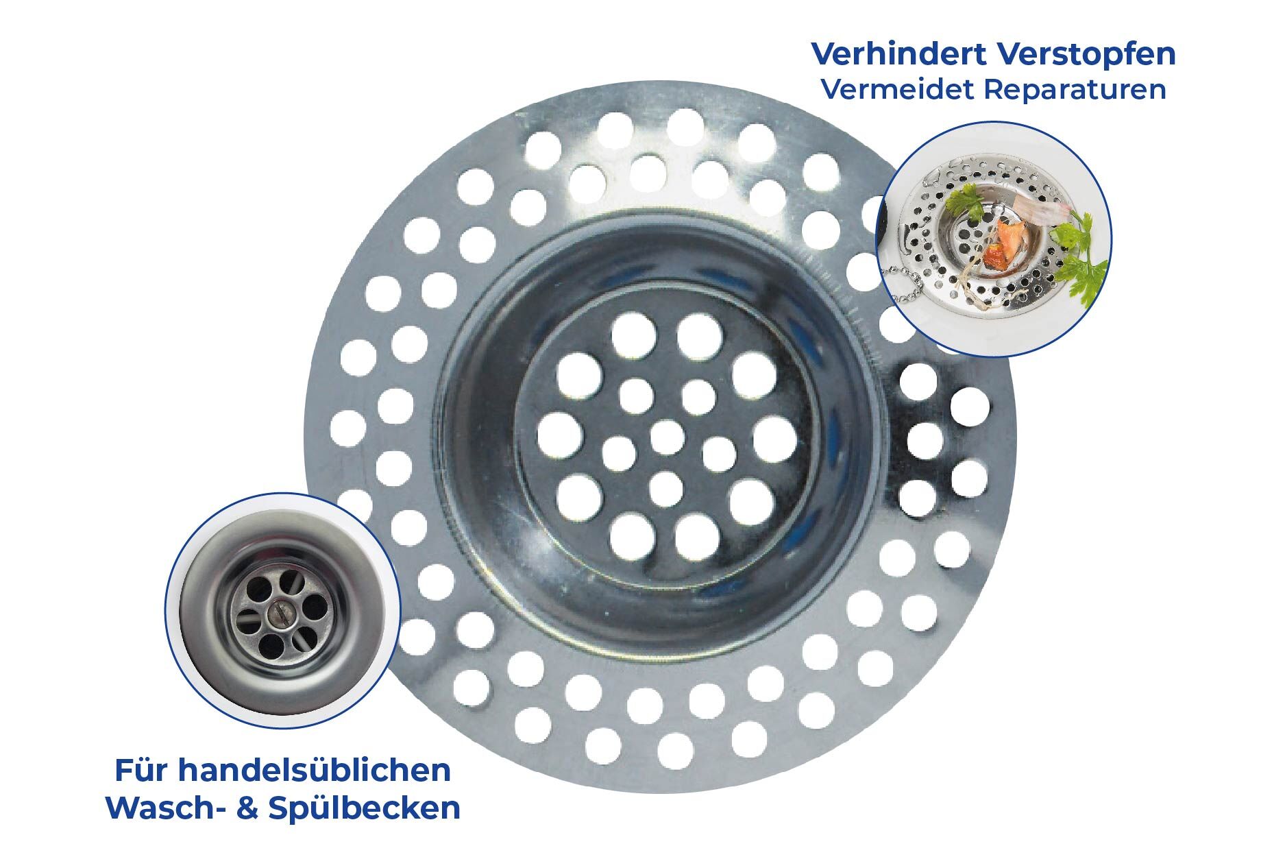 Abfluss-Sieb Edelstahl 2er Set, rostfrei Abfluss-Sieb Edelstahl 2er Set, rostfrei