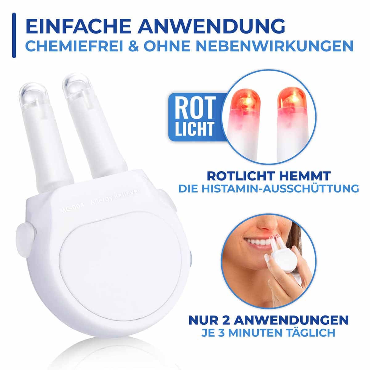 Nasenstecker mit Rotlichtfunktion für Allergiker