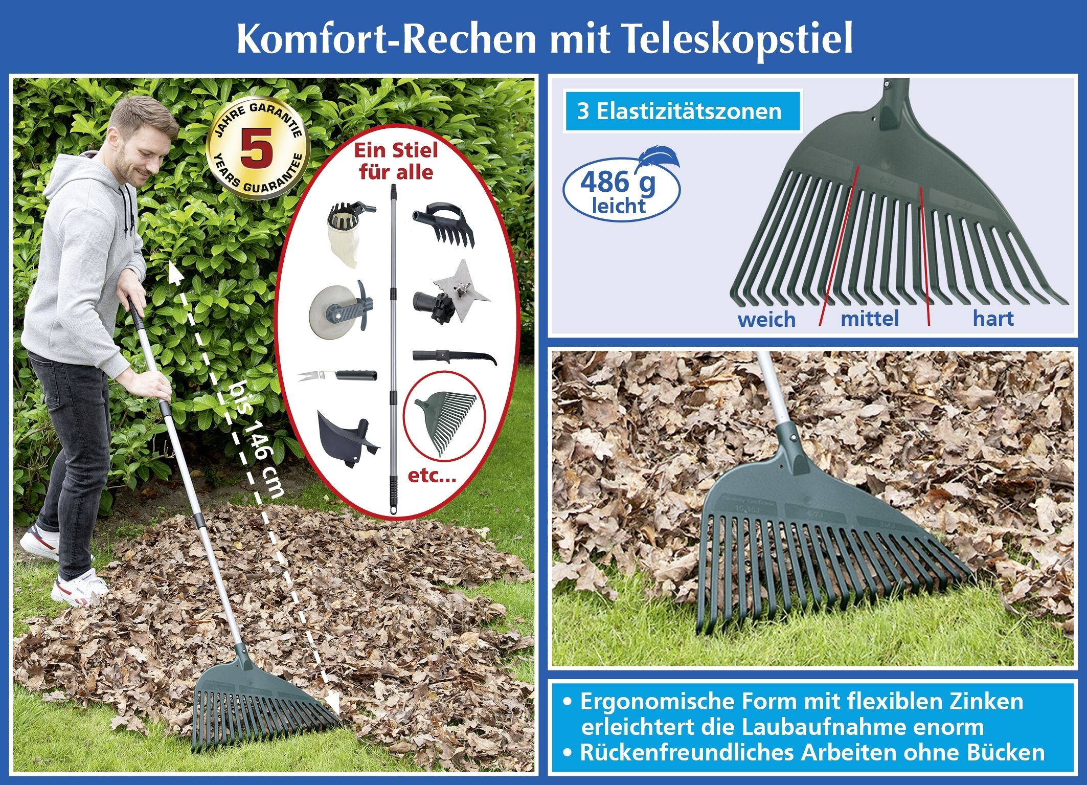 Komfort-Rechen mit Teleskopstiel