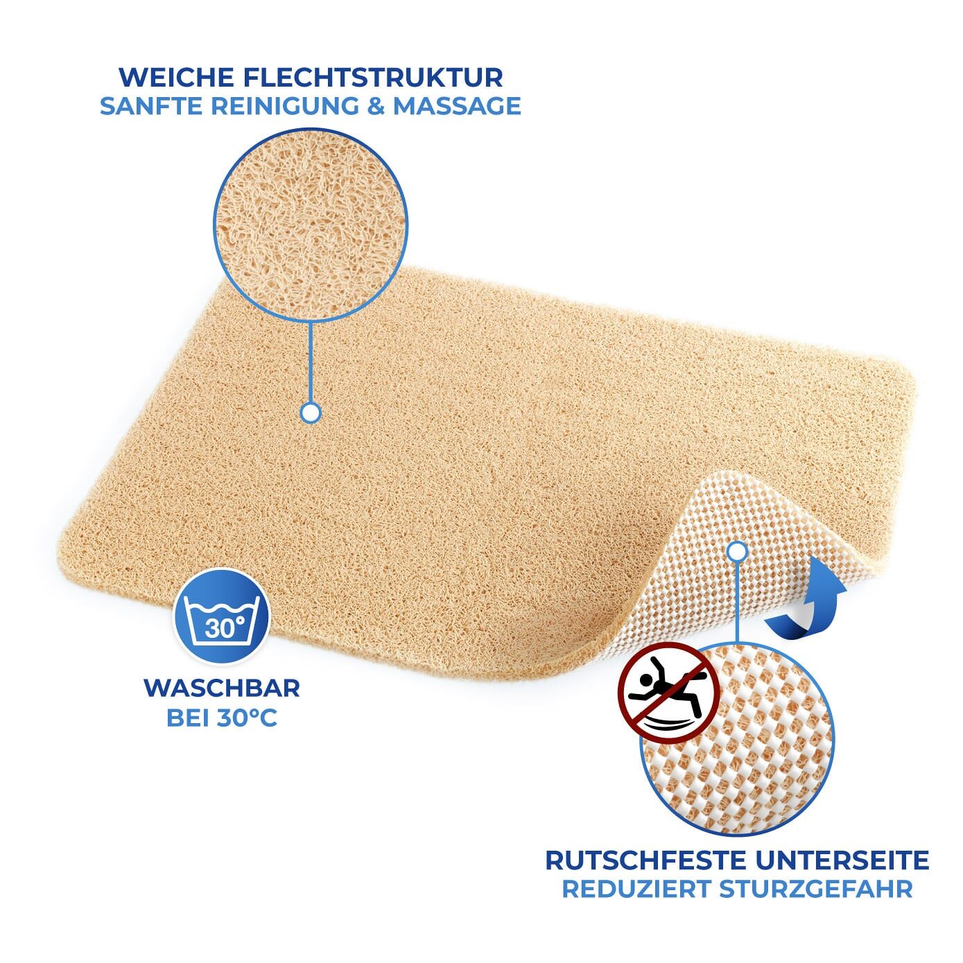Wellness Duschmatte Outdoor, beige 60x40 cm Wellness Duschmatte Outdoor, beige 60x40 cm