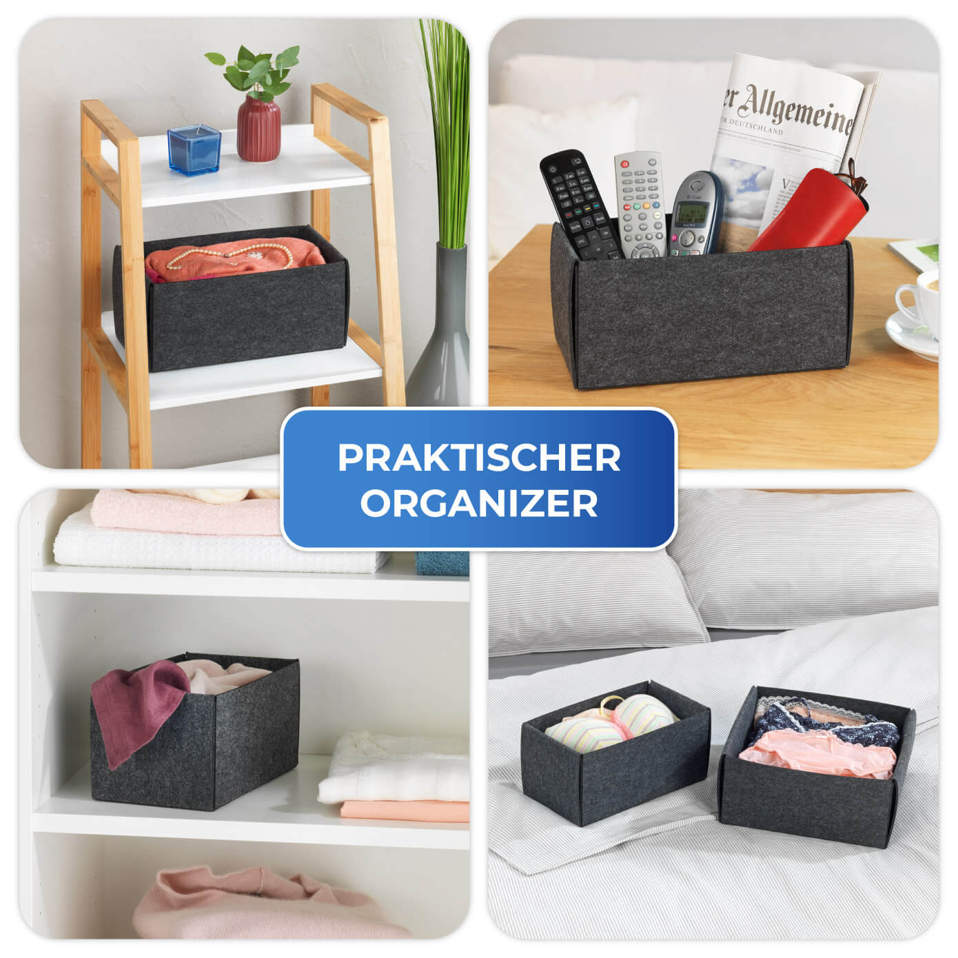 Filzkörbchen faltbar S, 2er Filzkörbchen faltbar S, 2er