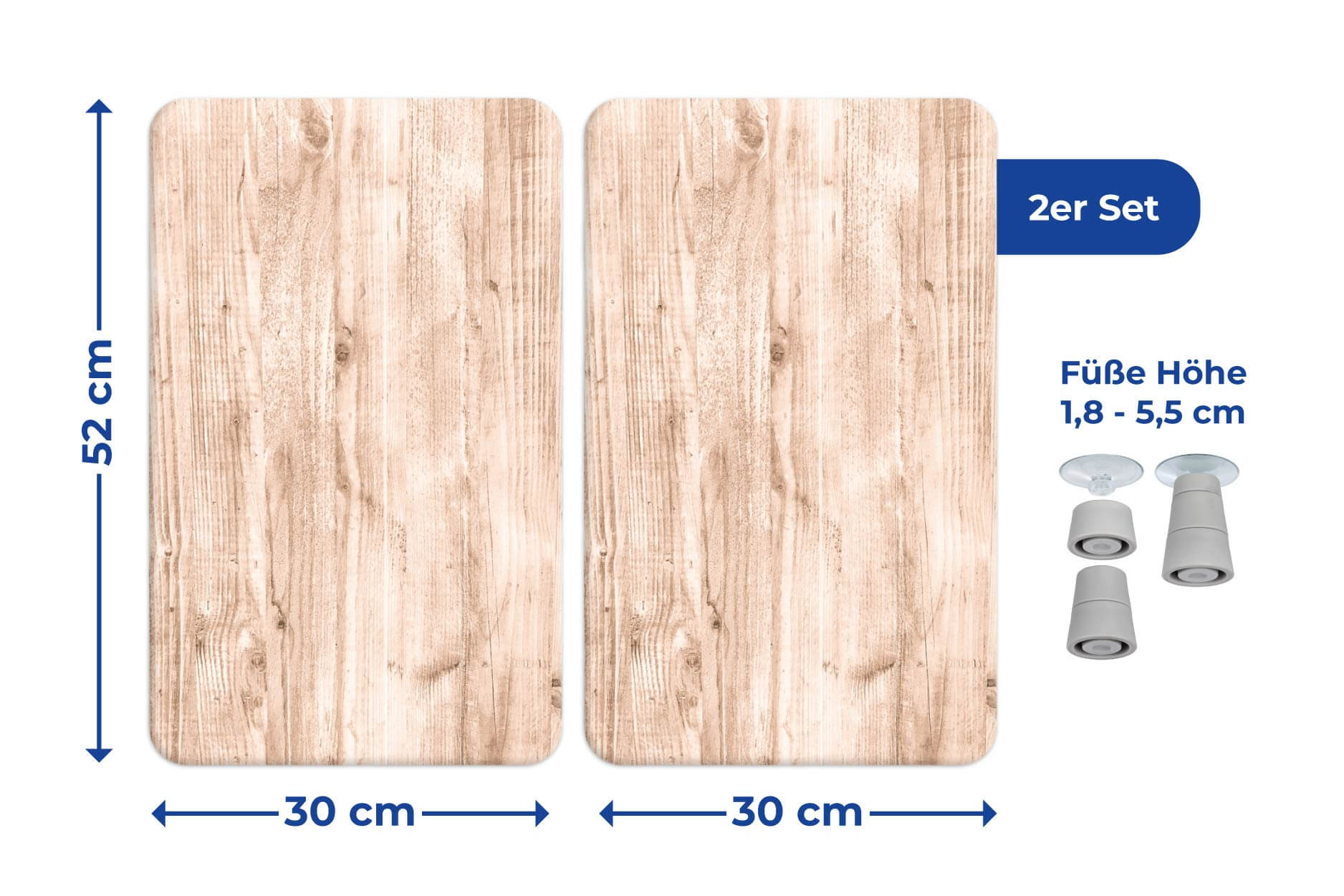Herdabdeckplatten Universal Natural Look 2er Set, für alle Herdarten