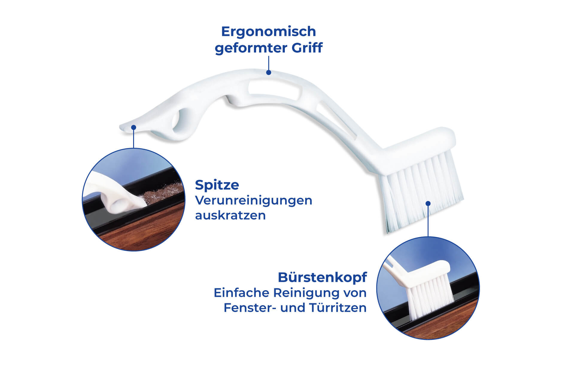 Fensterputzset mit Sprüh-Fensterwischer und Reinigungsbürste für Tür- und Fensterritzen