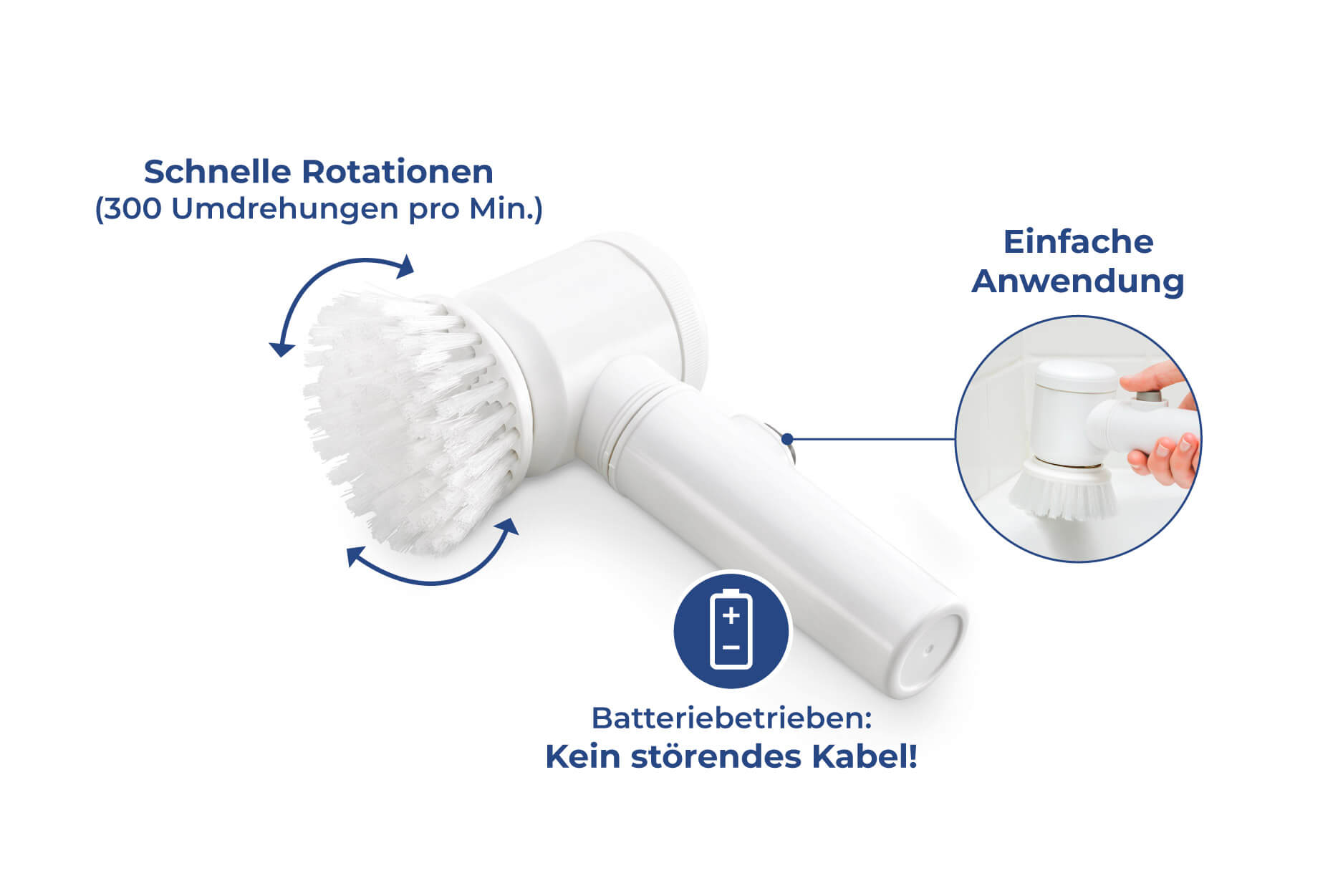 Rotierende Reinigungsbürste 3in1