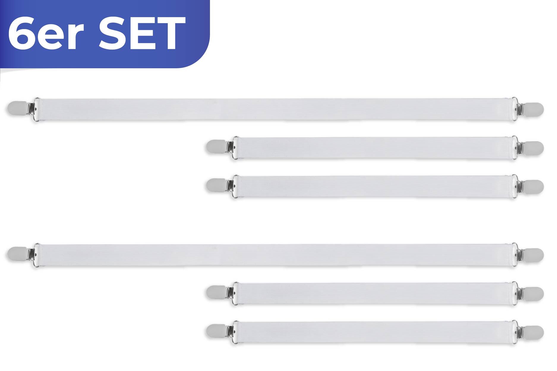 Betttuchspanner extra lang 6-teiliges Set Betttuchspanner extra lang 6-teiliges Set