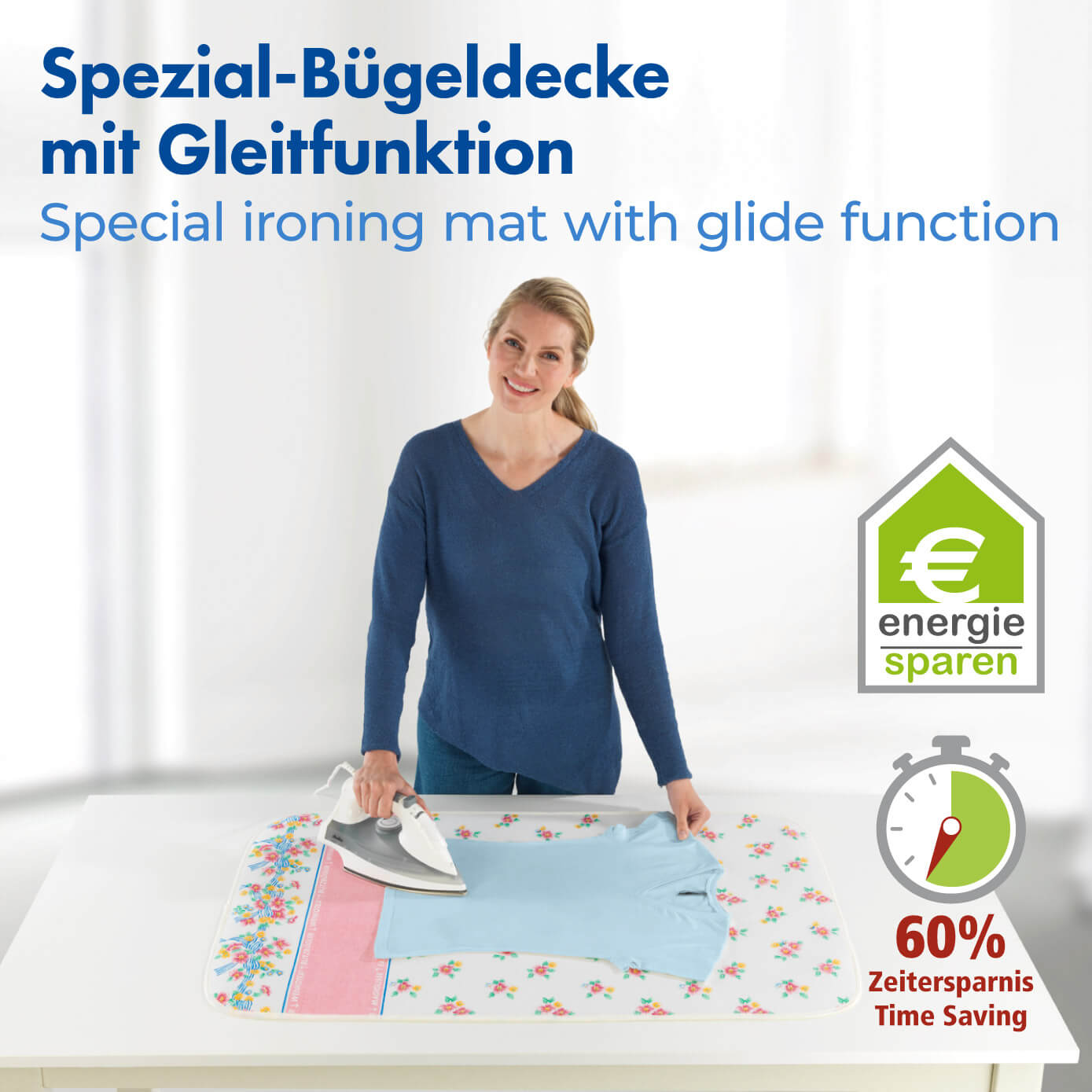 Blitzbügler-Bügeldecke Blütenpracht, 100 x 65 cm