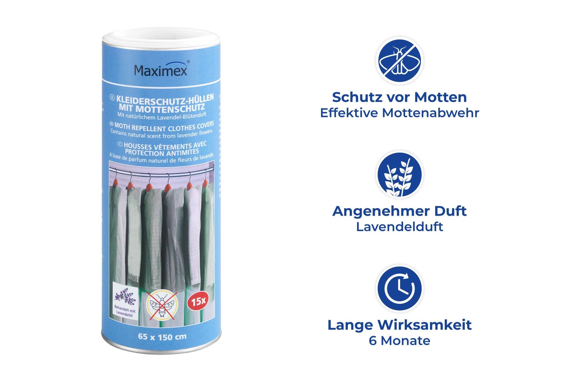 Kleiderschutz-Hüllen mit Mottenschutz+Aromaschutzbox 15er Kleiderschutz-Hüllen mit Mottenschutz+Aromaschutzbox 15er