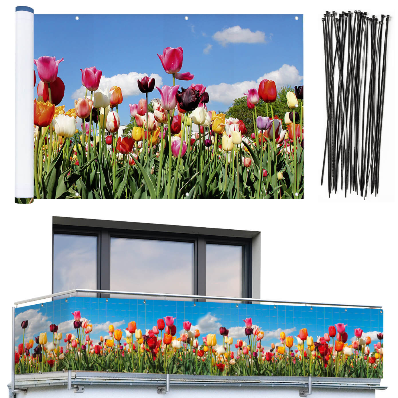 Balkon-Sichtschutz TULPENWIESE