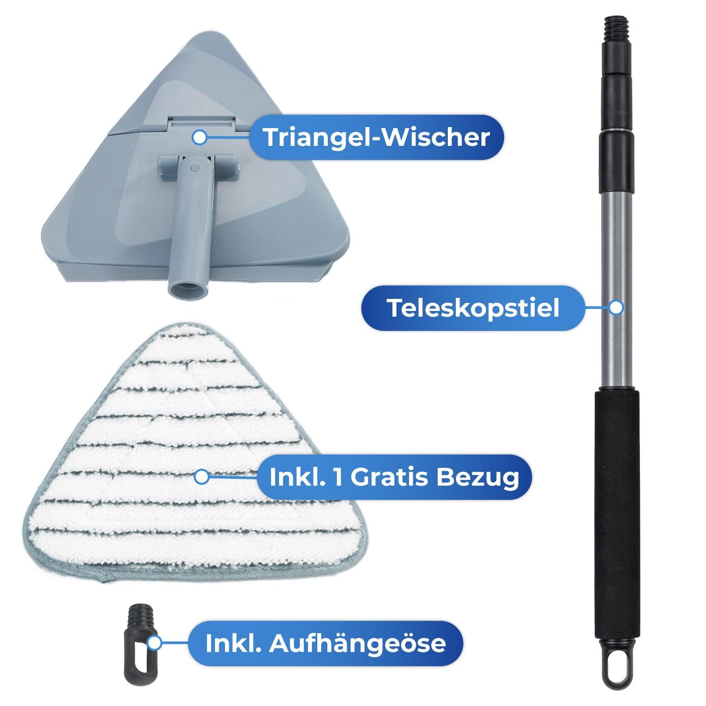 Triangel-Wischer klappbar+Teleskopstiel