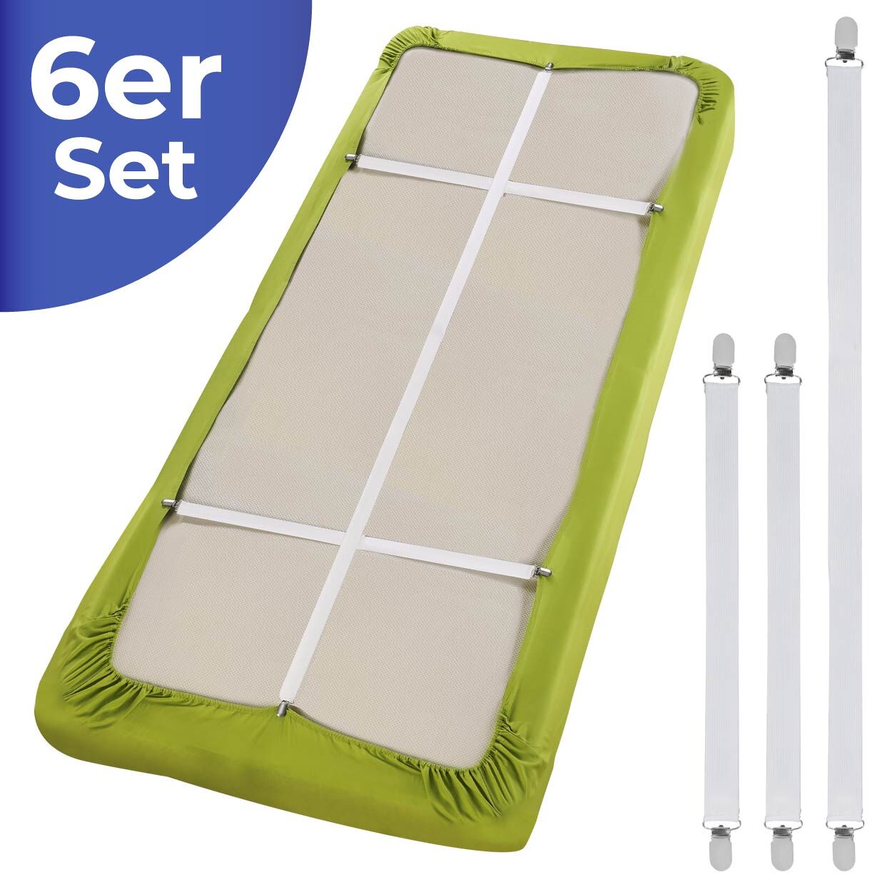 Betttuchspanner extra lang 6-teiliges Set Betttuchspanner extra lang 6-teiliges Set