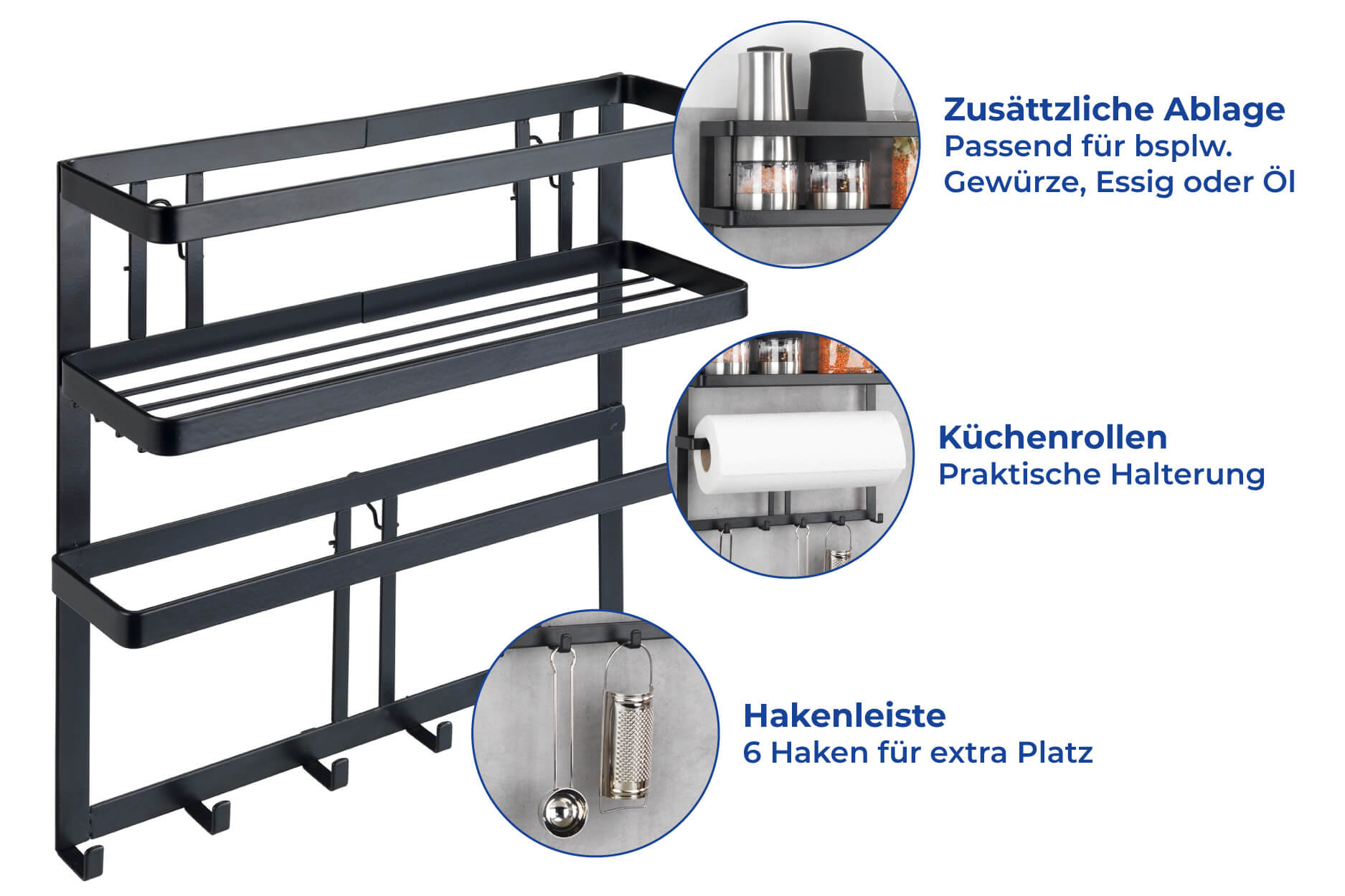 Turbo-Loc® Küchen-Wandorganizer, Schwarz
