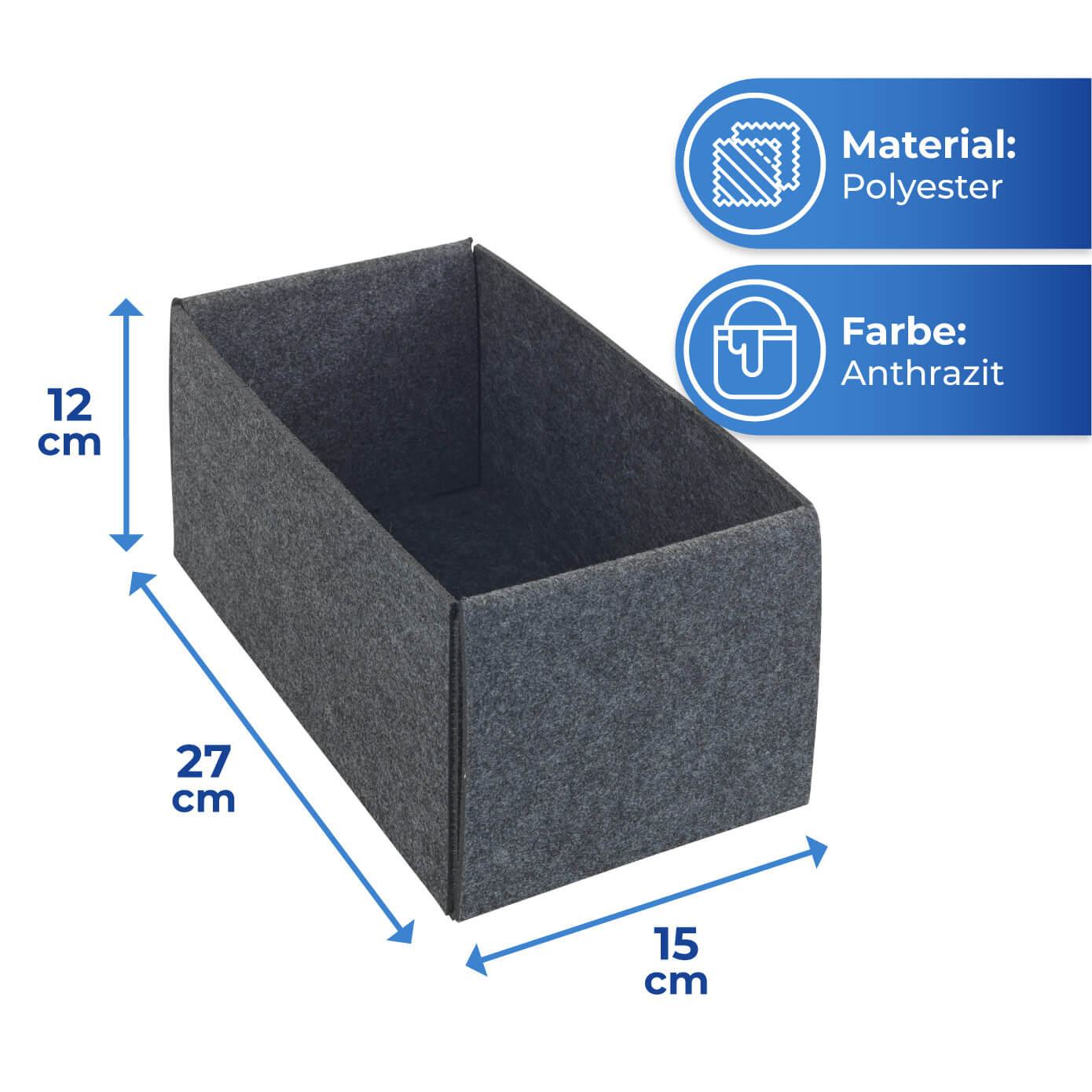 Filzkörbchen faltbar S, 2er Filzkörbchen faltbar S, 2er