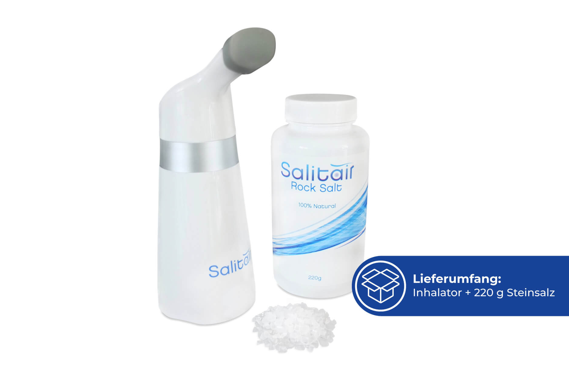 Salitair Inhalationsgerät mit Steinsalzkristallen