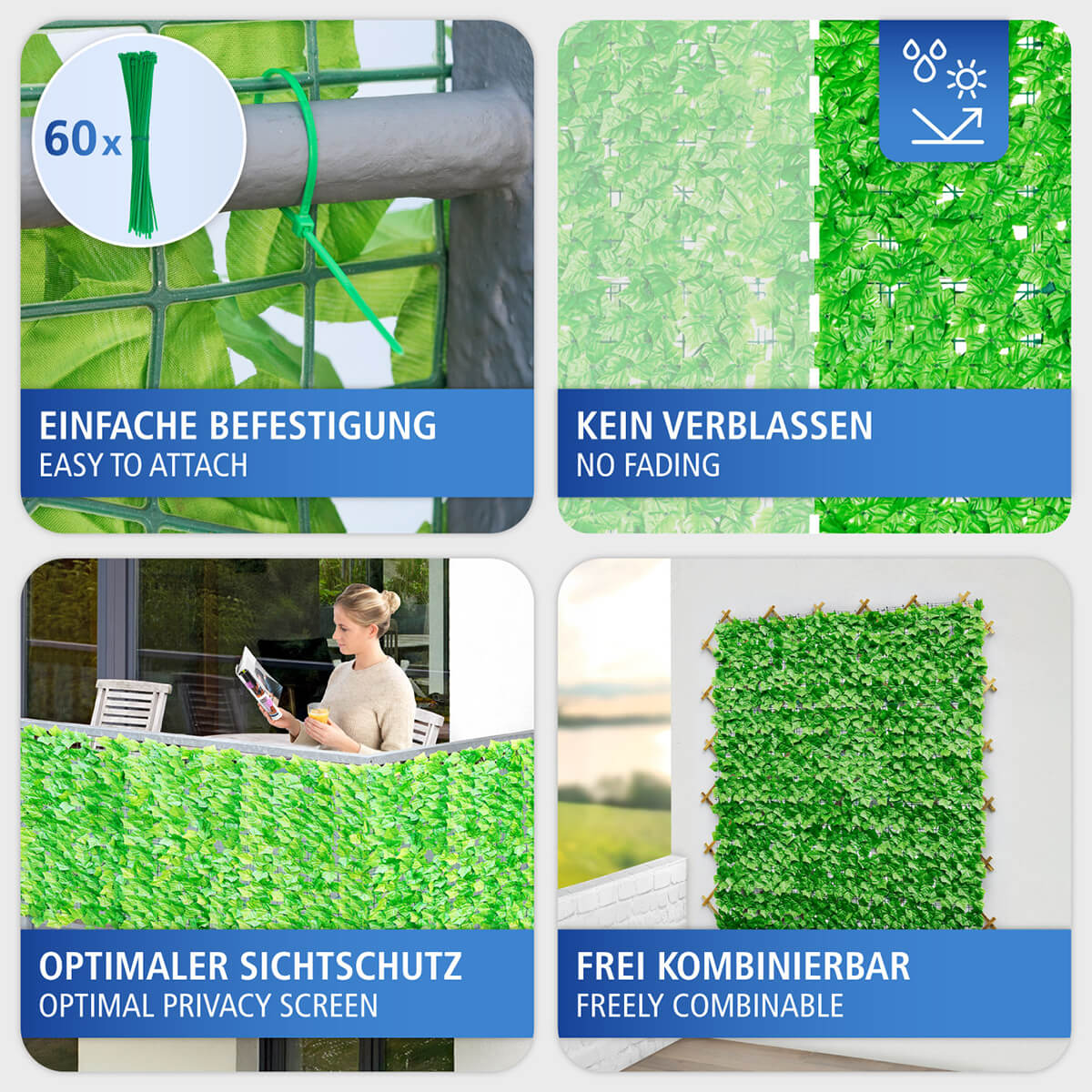 Efeu-Sichtschutz 1x1m hellgrün