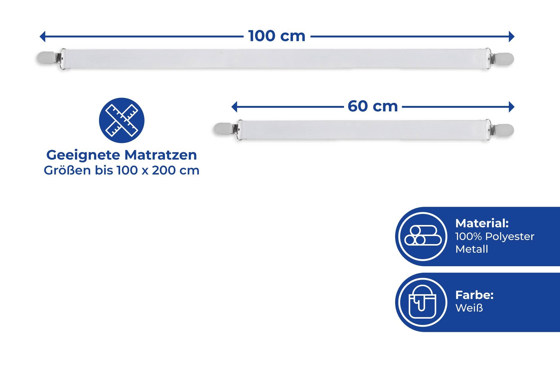 Betttuchspanner extra lang 6-teiliges Set