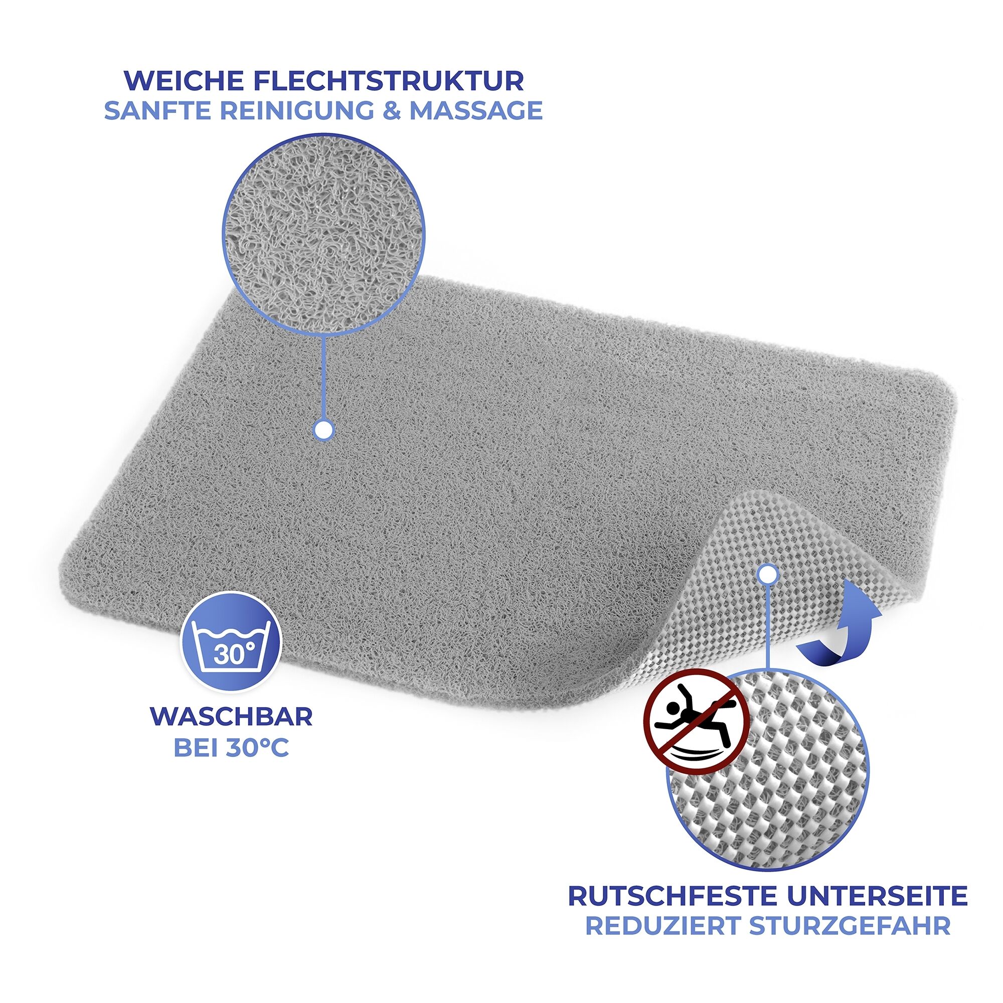 Wellness Duschmatte, grau 60x40 cm Wellness Duschmatte, grau 60x40 cm