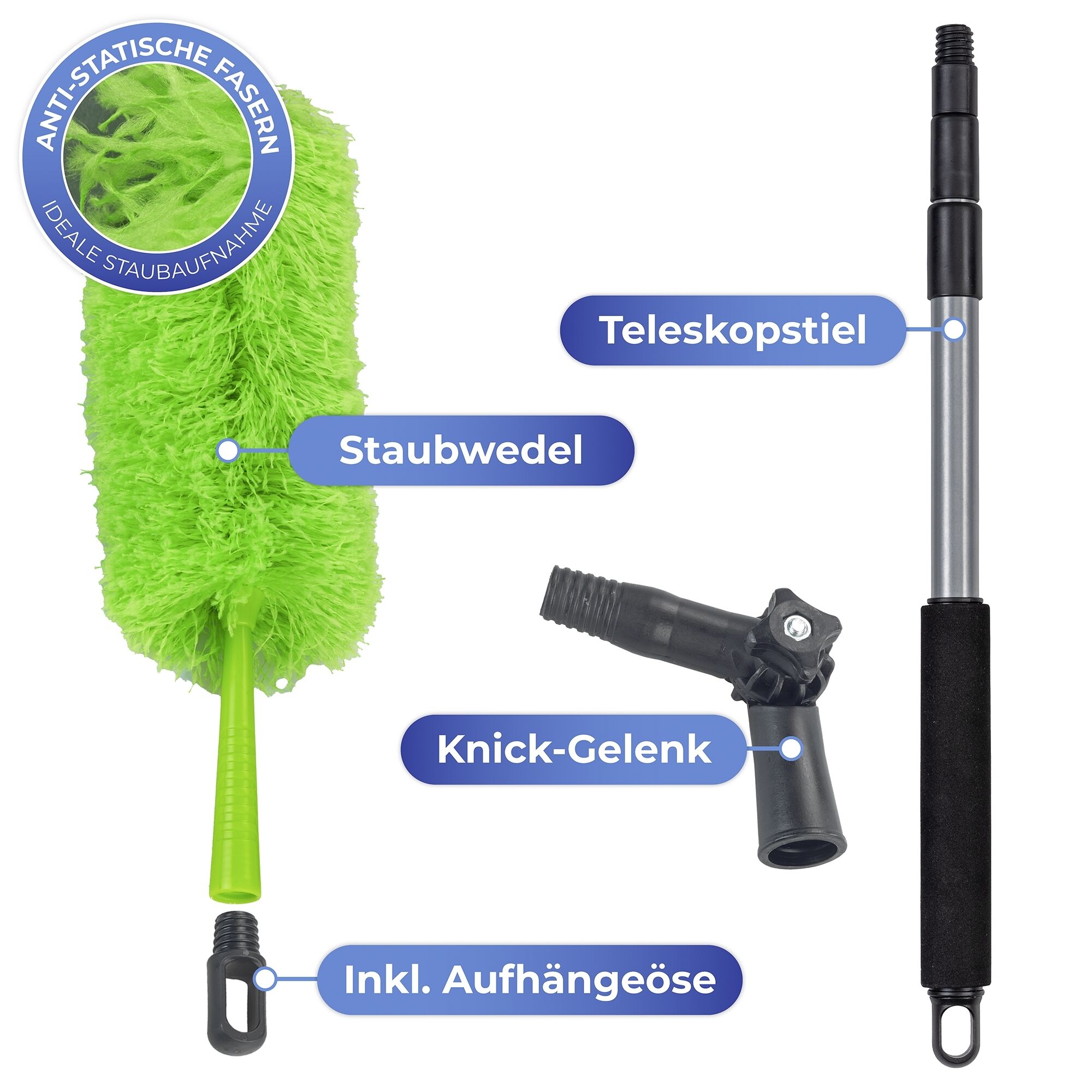 Mikrofaser-Staubwedel inkl. Teleskopstiel knickbar
