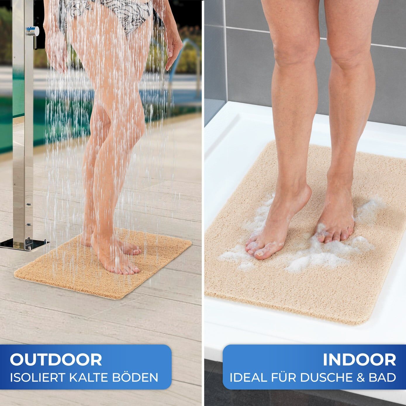 Wellness Duschmatte Outdoor, beige 60x40 cm Wellness Duschmatte Outdoor, beige 60x40 cm
