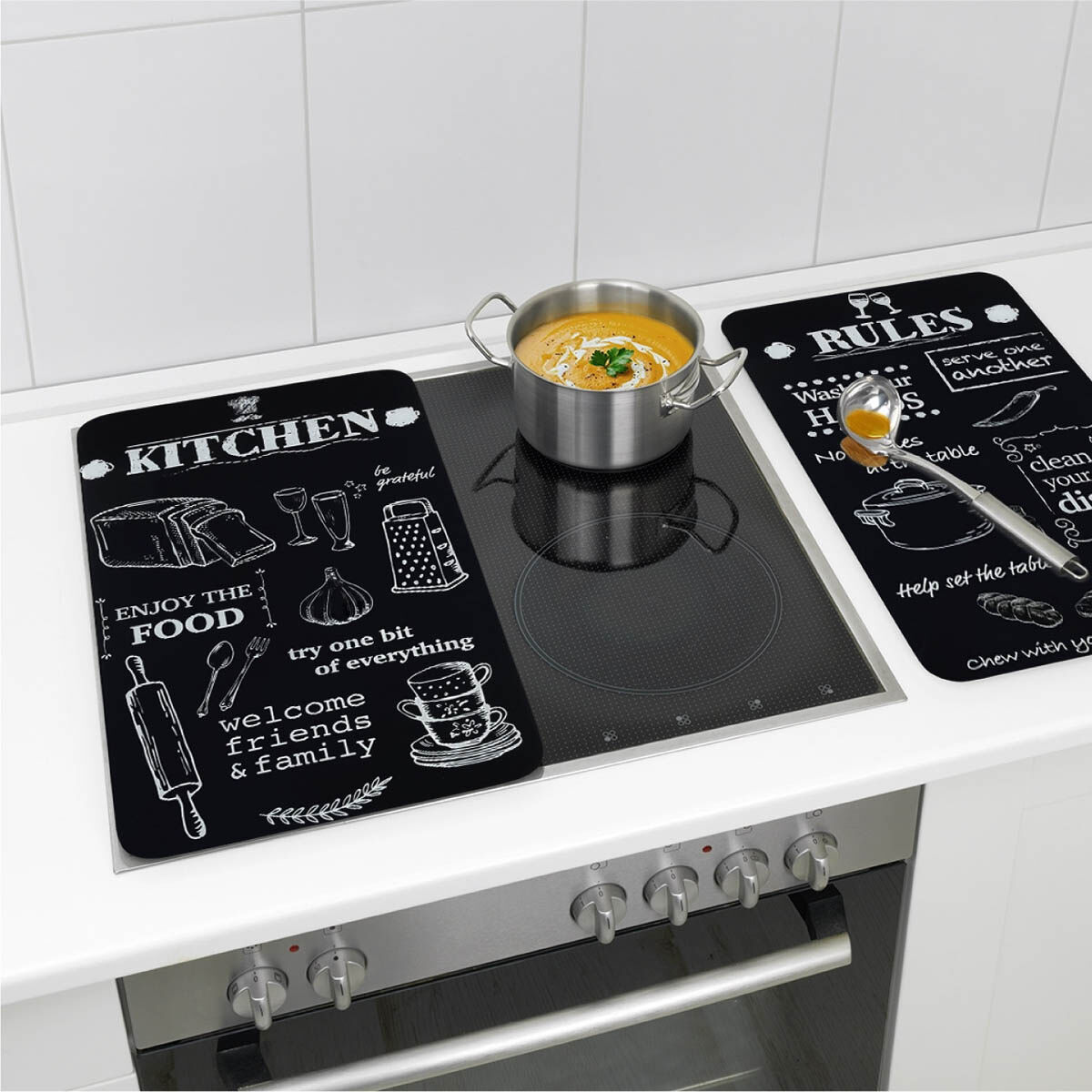 Herdabdeckplatte Universal Kitchen Rules 2er Set, für alle Herdarten