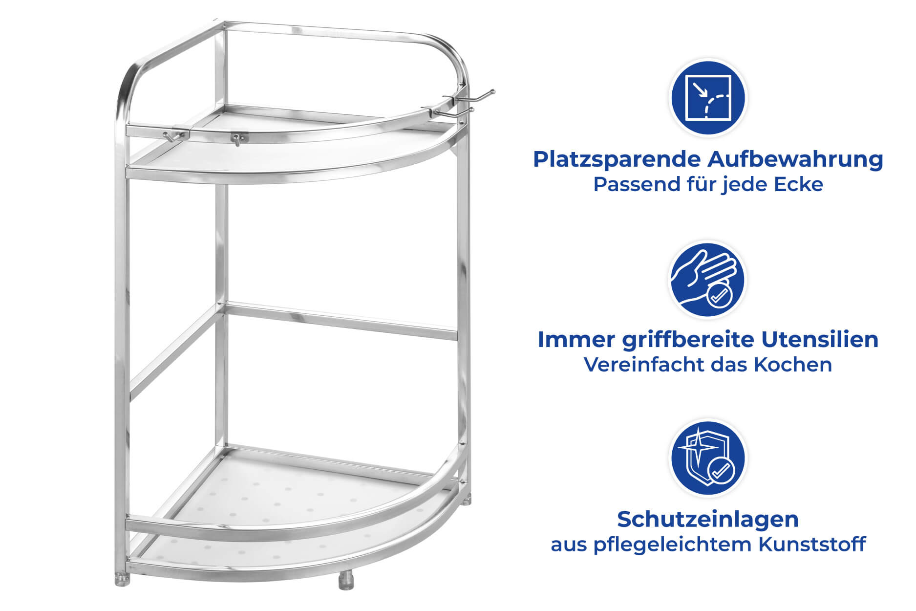 Eckregal Edelstahl, 4 Haken Eckregal Edelstahl, 4 Haken