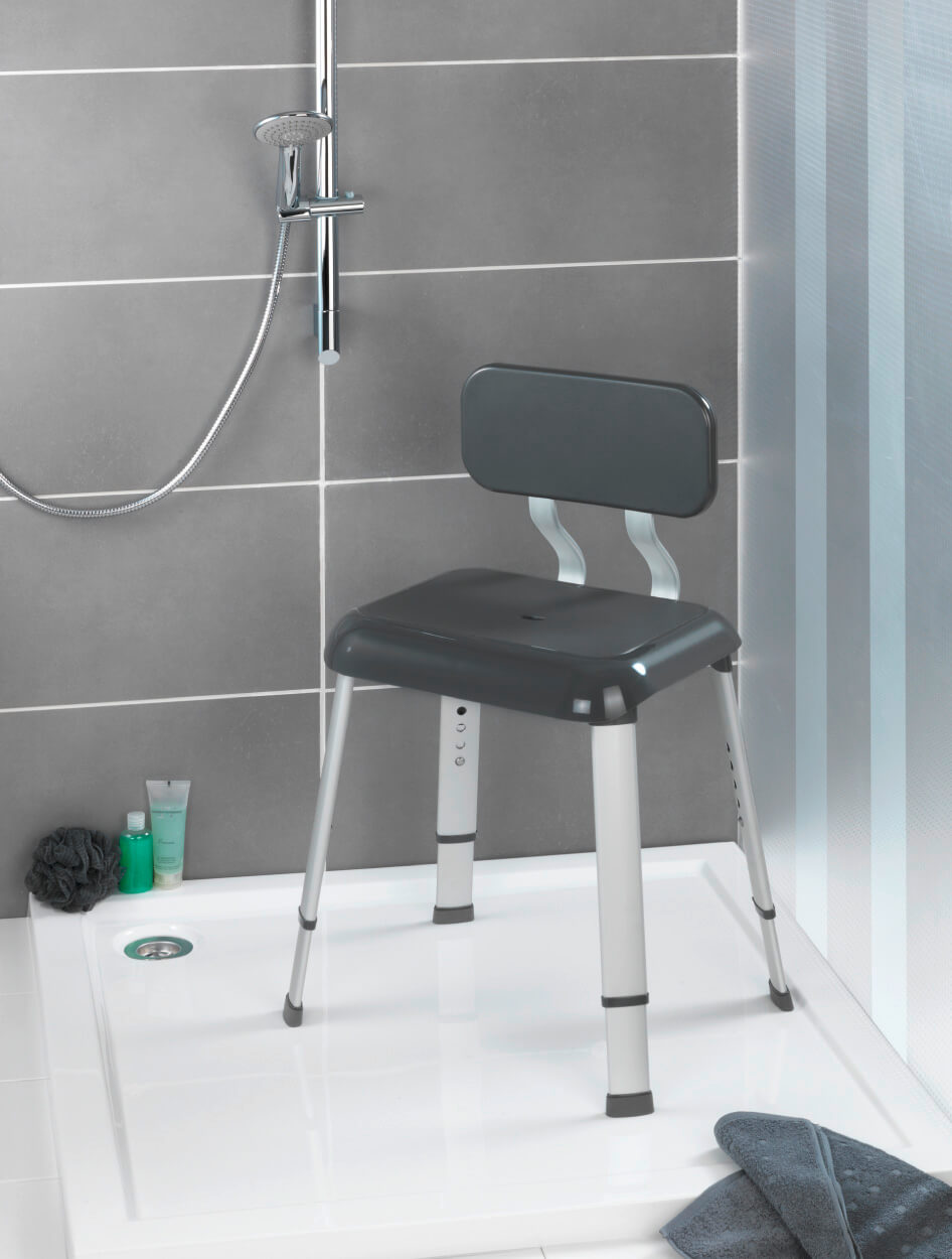 Badhocker mit Rückenlehne Secura Premium, bis 130 kg Tragkraft Badhocker mit Rückenlehne Secura Premium, bis 130 kg Tragkraft