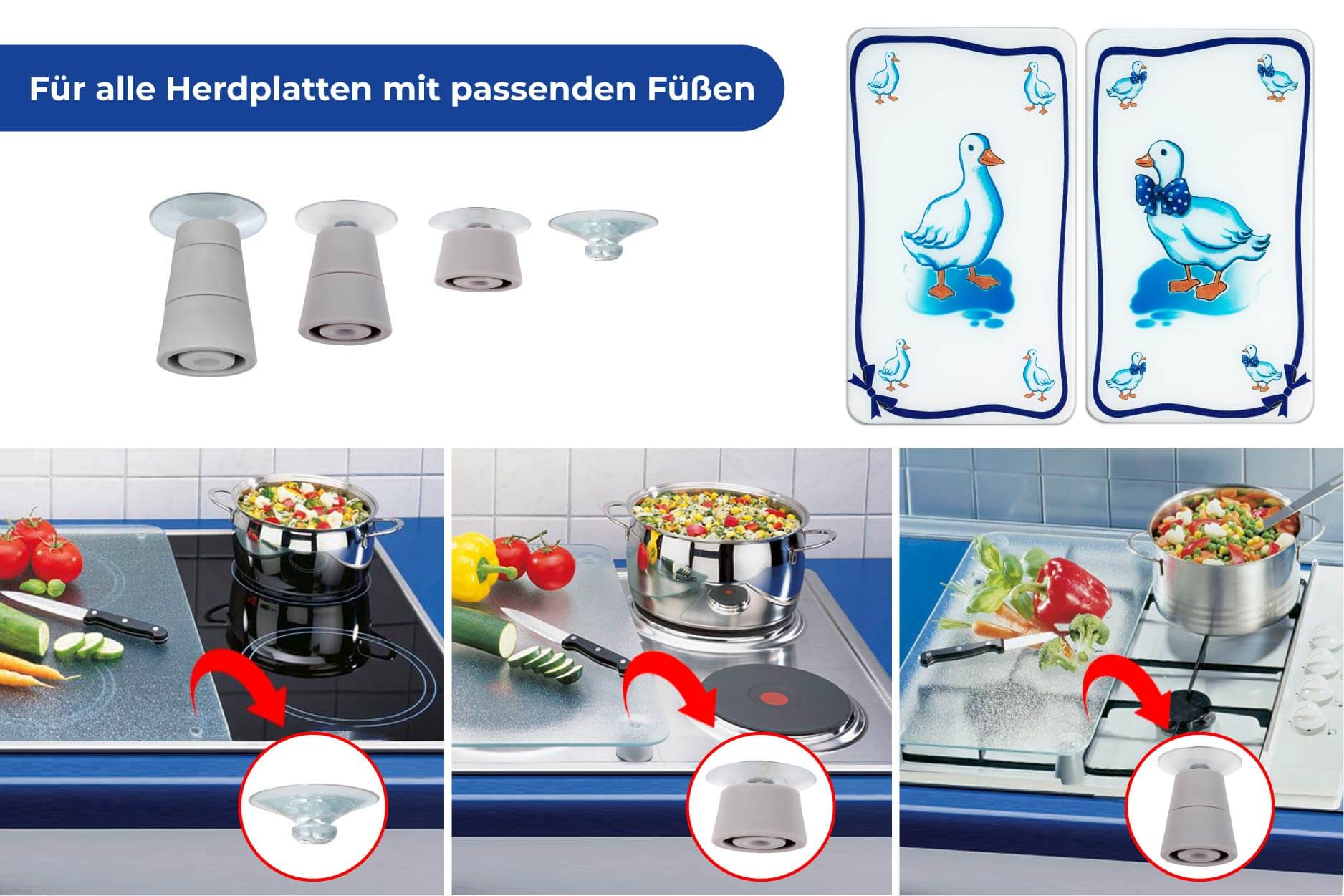 Herdabdeckplatte Universal Gänse 2er Set, für alle Herdarten