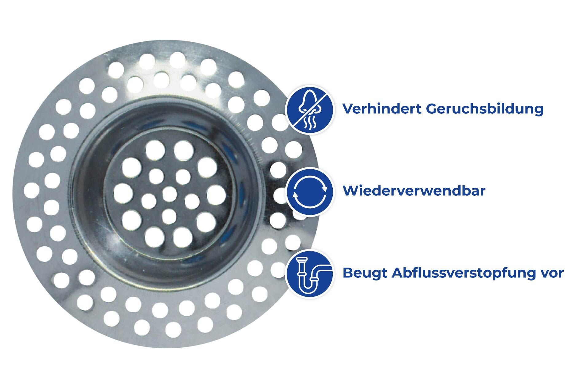 Abfluss-Sieb Edelstahl 2er Set, rostfrei