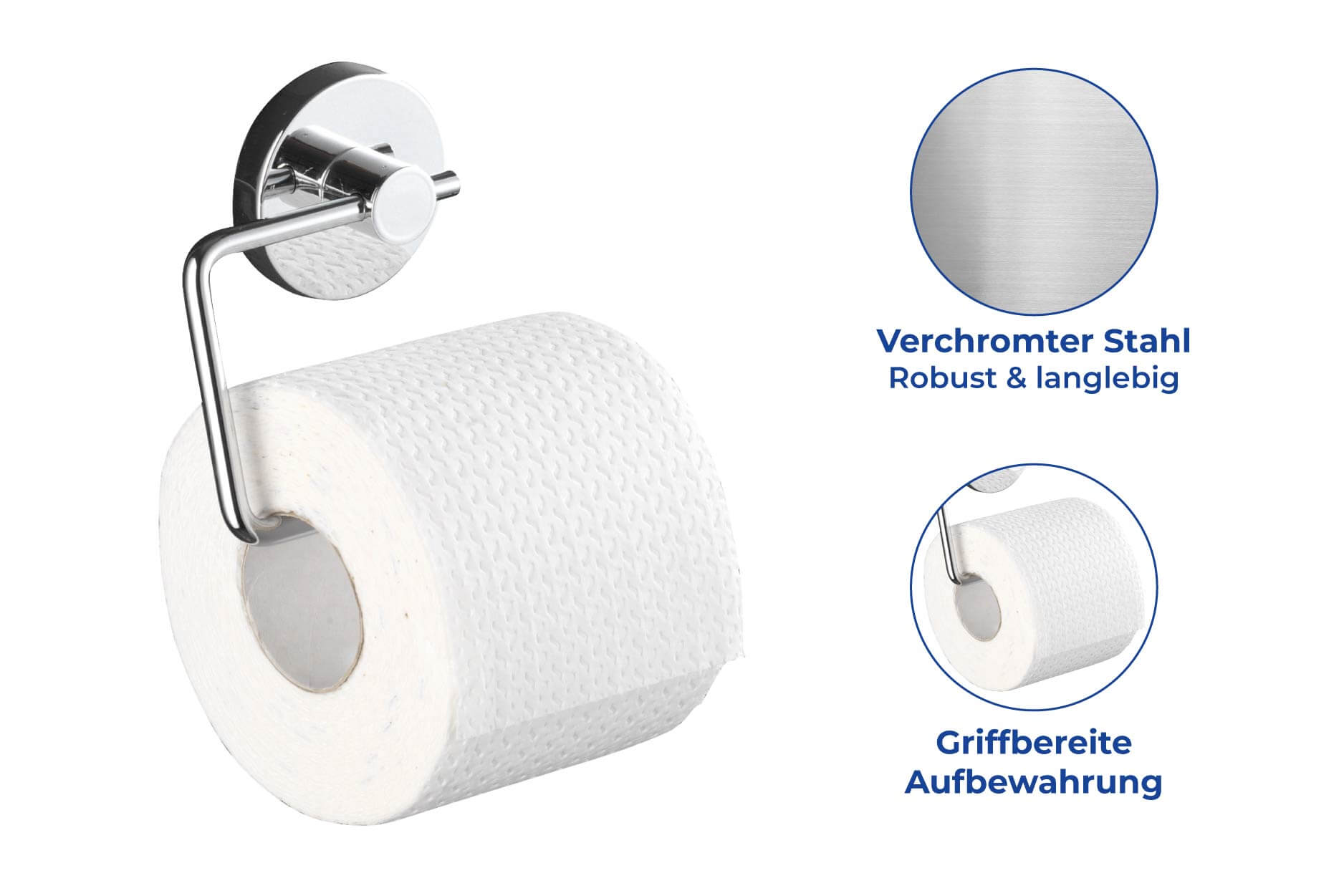 Toilettenpapierhalter Milazzo, Befestigung ohne bohren Toilettenpapierhalter Milazzo, Befestigung ohne bohren