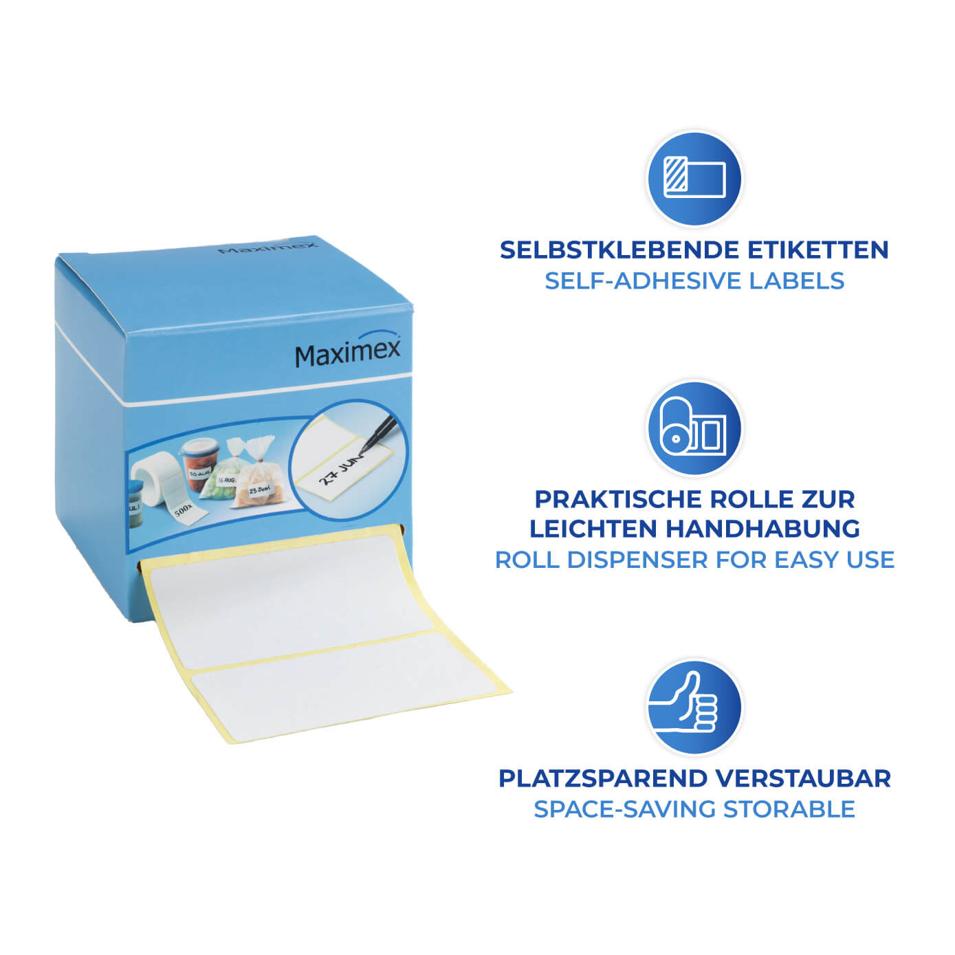 Haftetiketten 500 Stück, mit Dispenser