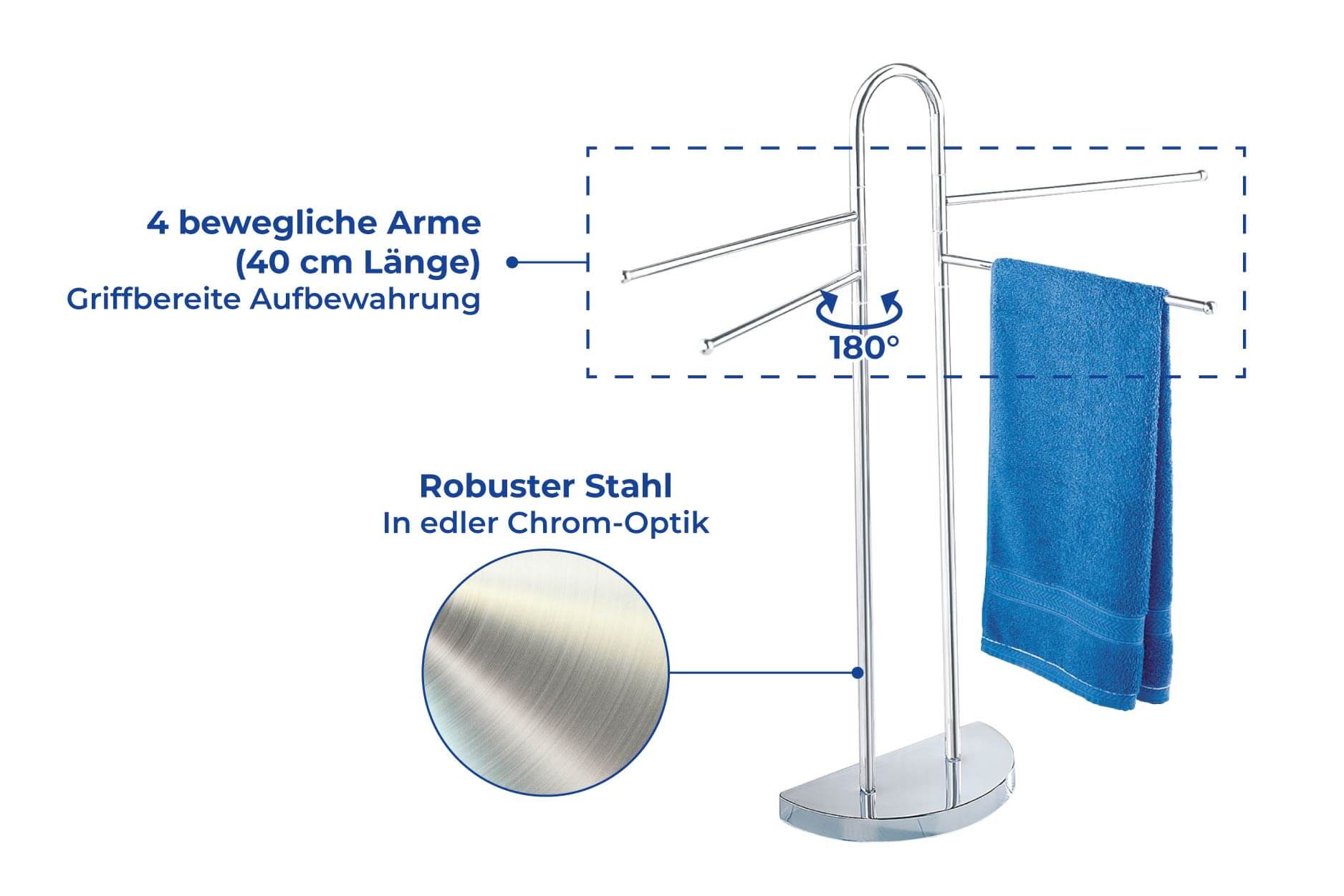Handtuchständer Raumwunder mit 4 Armen, Kleiderständer