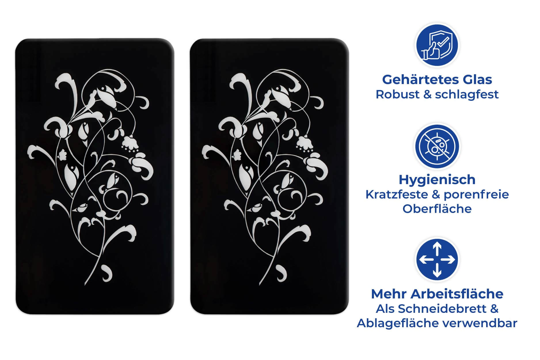 Herdabdeckplatte Universal Ornamento Nero 2er Set, für alle Herdarten