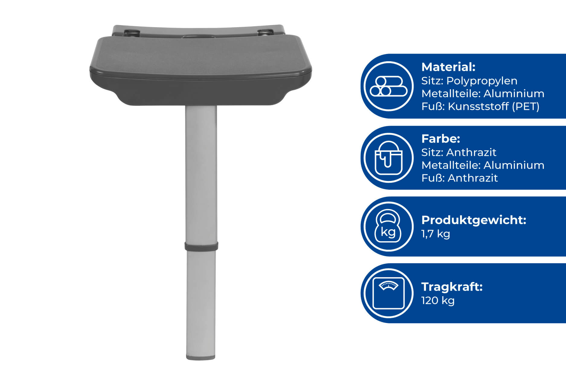 Duschklappsitz Secura Premium, 120 kg Tragkraft