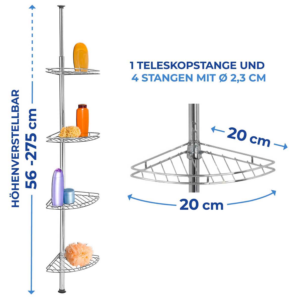 Teleskop Duschecke Edelstahl