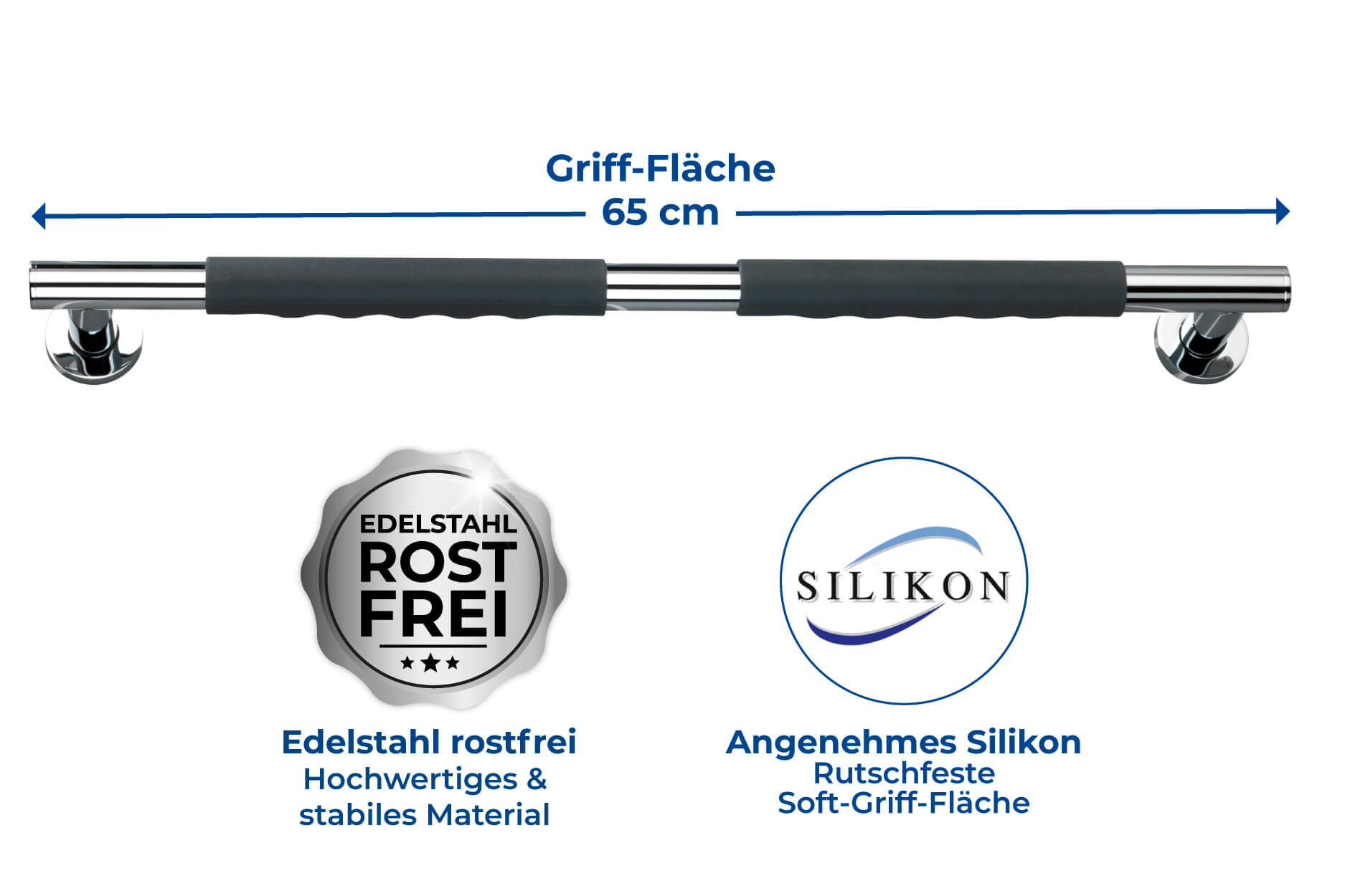 Edelstahl Wandhaltegriff Secura 65,5 cm Edelstahl Wandhaltegriff Secura 65,5 cm