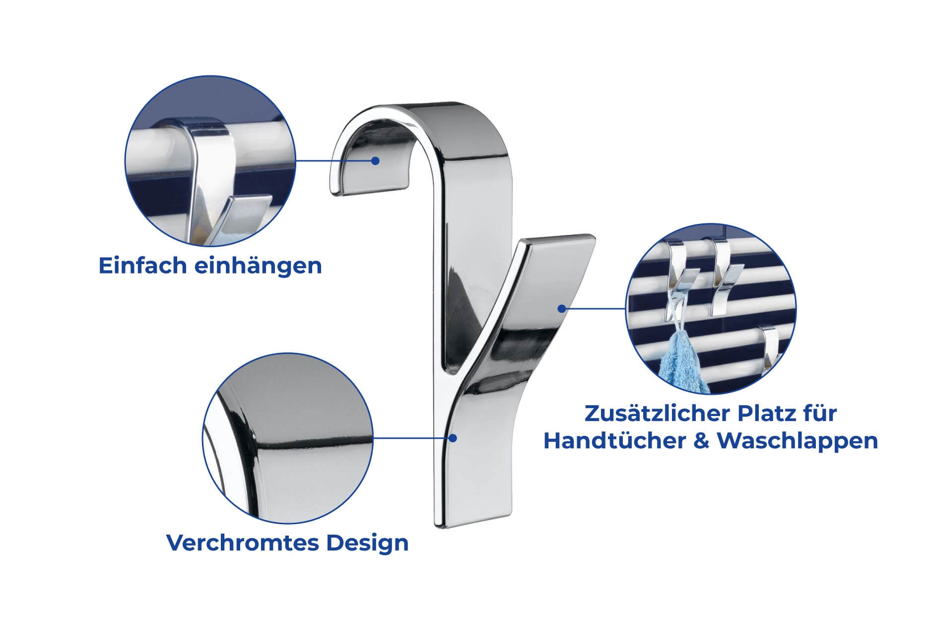 Rundheizkörper-Haken chrom 4er Rundheizkörper-Haken chrom 4er