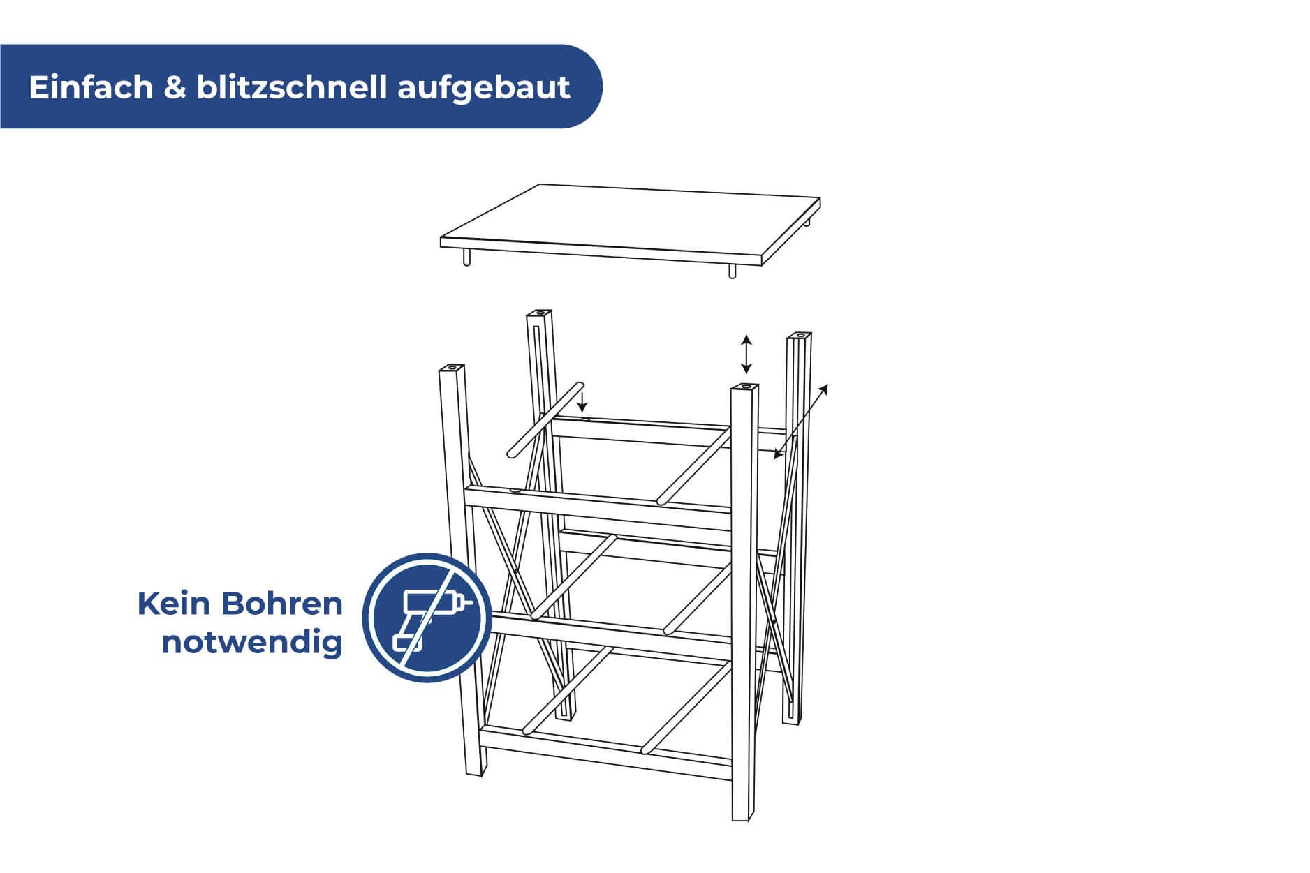 Faltregal mit 2 Schubladen