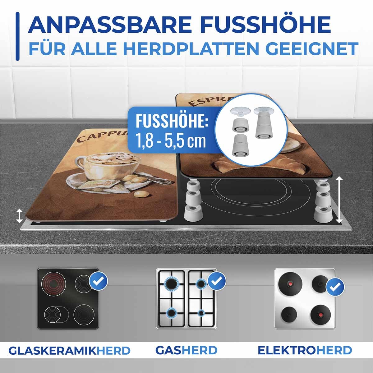 Herdabdeckplatte Universal Kaffee 2er Set, für alle Herdarten Herdabdeckplatte Universal Kaffee 2er Set, für alle Herdarten