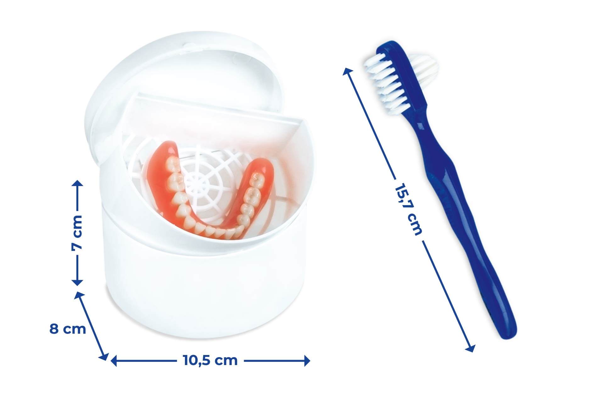 Zahnspangen-/Prothesendose + Bürste