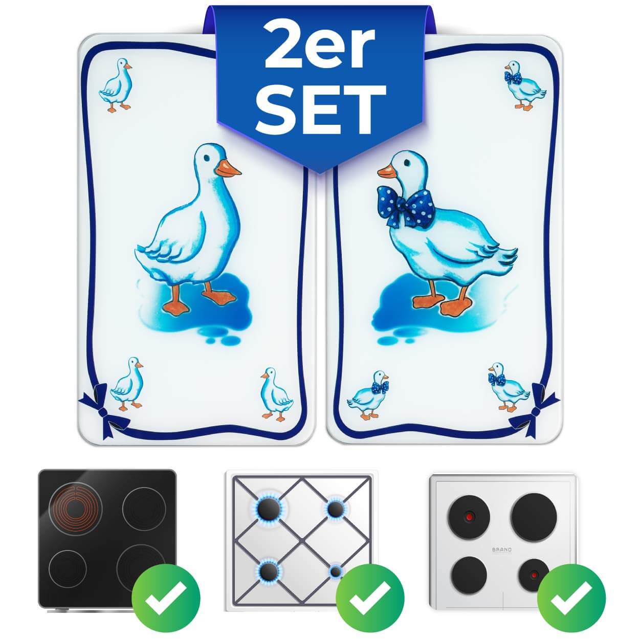 Herdabdeckplatte Universal Gänse 2er Set, für alle Herdarten