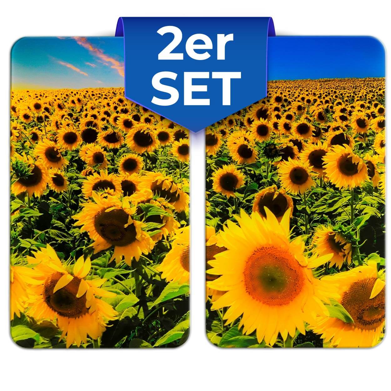 Herdabdeckplatte Universal Sonnenblumenfeld 2er Set, für alle Herdarten