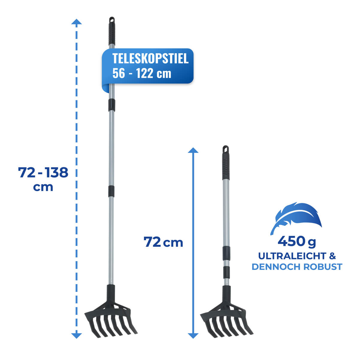 Gartenhacke & Kultivator mit Teleskopstiel 2in1