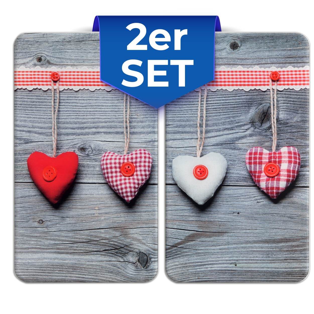Herdabdeckplatte Universal Herzen 2er Set, für alle Herdarten