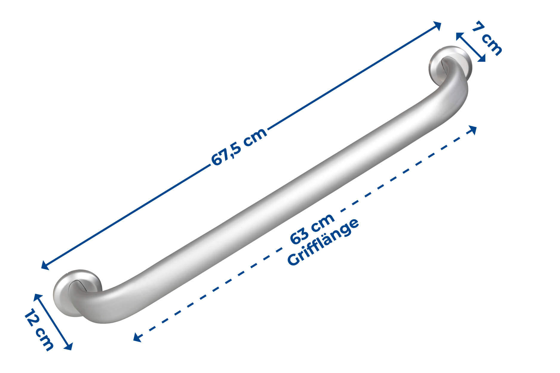 Wandhaltegriff Secura Premium 63 cm, bis 120 kg belastbar