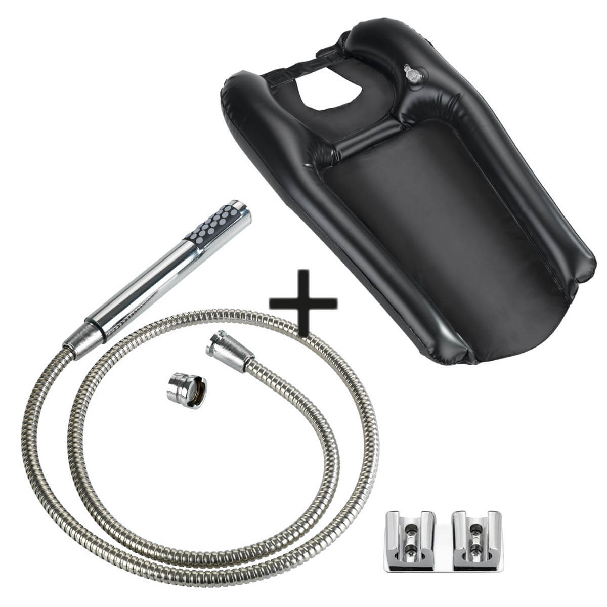Waschbeckenbrause mit Duo-Haken + Haarwaschhilfe aufblasbar Waschbeckenbrause mit Duo-Haken + Haarwaschhilfe aufblasbar