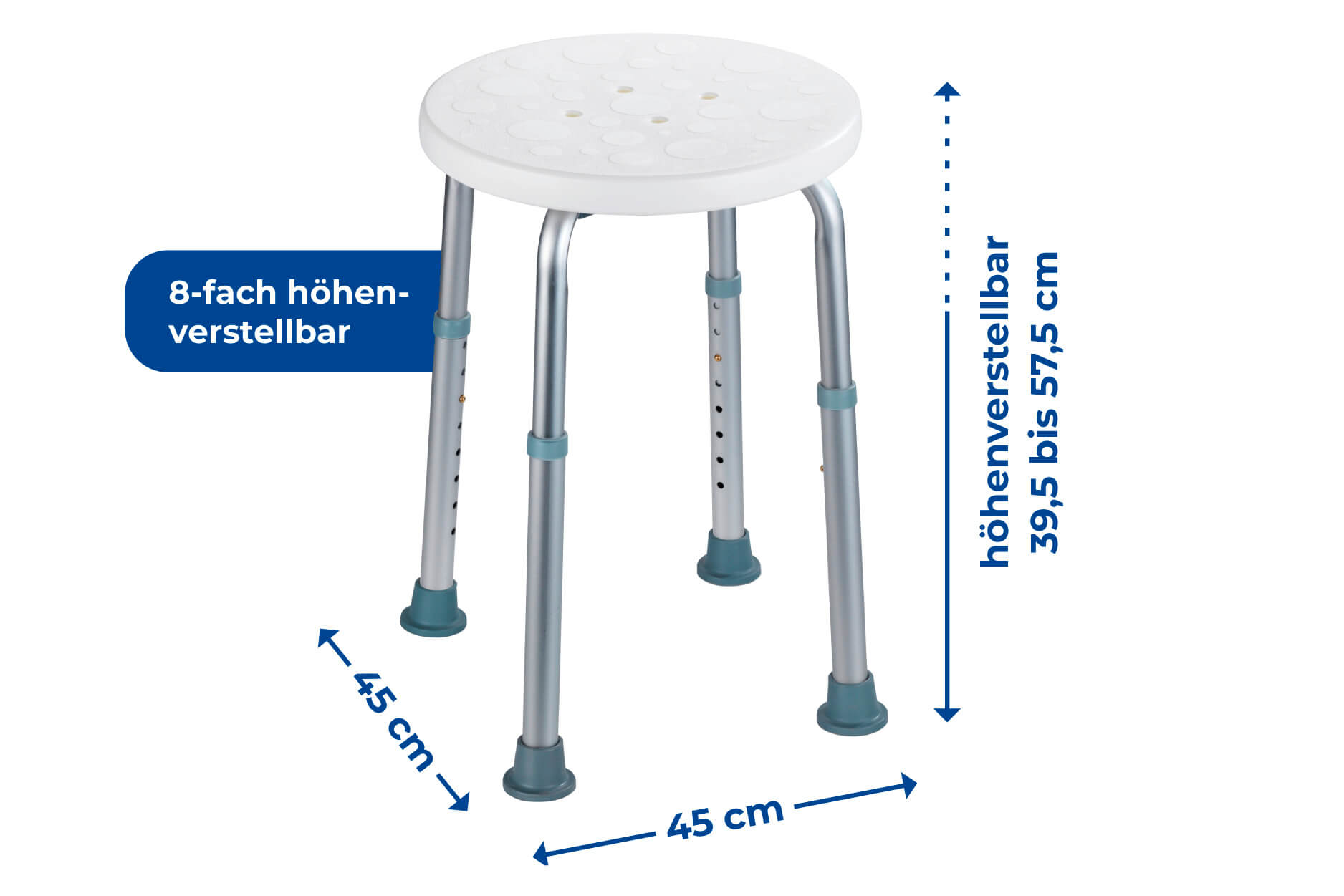 Duschhocker Secura höhenverstellbar, 120 kg Tragkraft