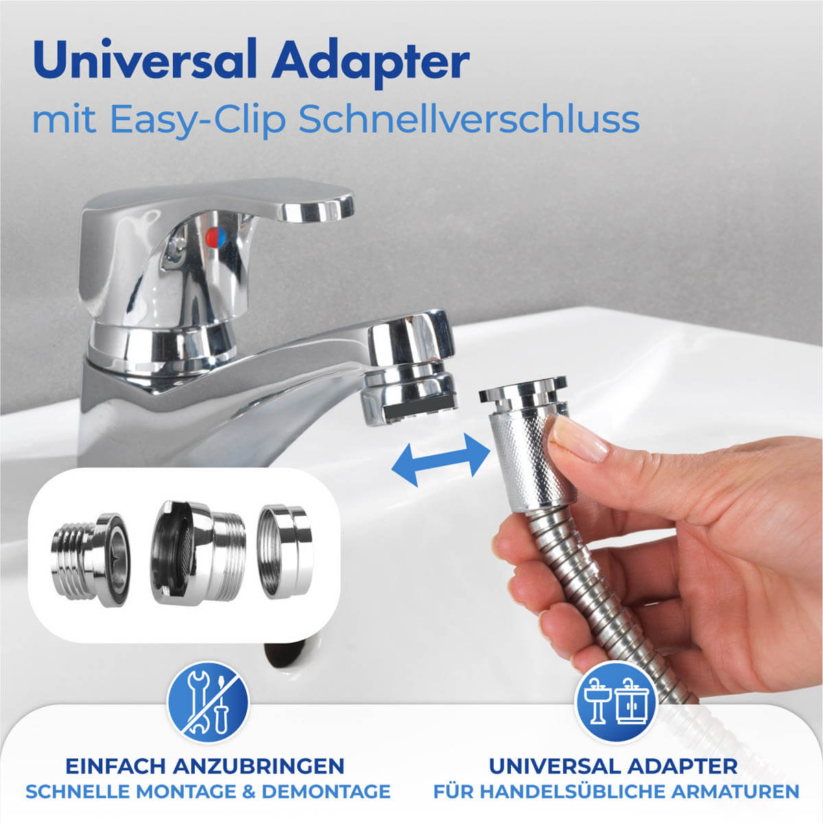 Waschbeckenbrause mit Duo-Haken + Haarwaschhilfe aufblasbar