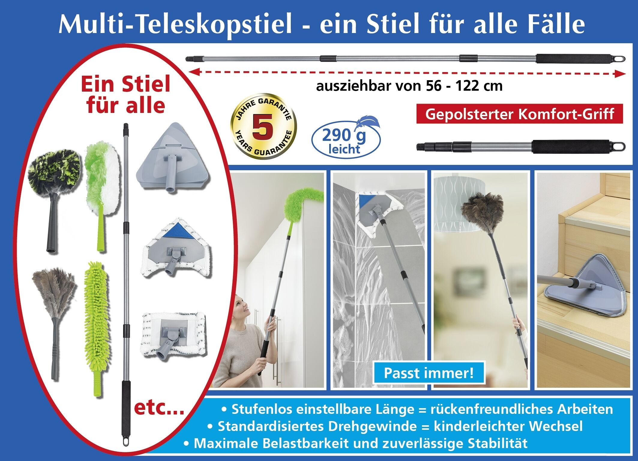 Teleskopstiel mit Komfortgriff