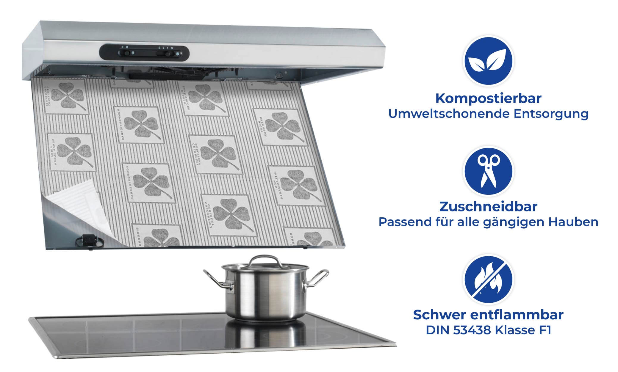 Dunst-Flachfilter 4er Set, für alle gängigen Abzugshauben Dunst-Flachfilter 4er Set, für alle gängigen Abzugshauben
