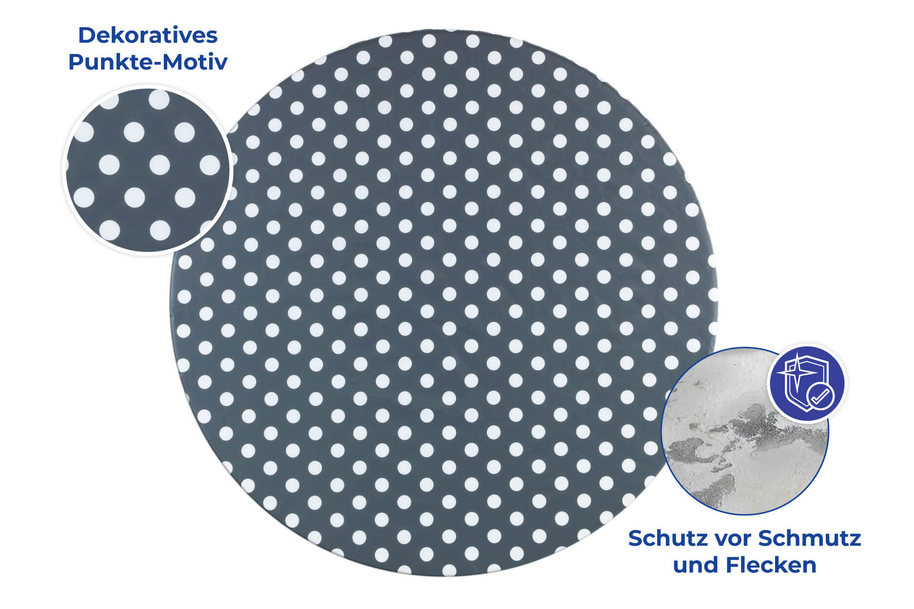 Spann-Tischdecke grau Punkte Spann-Tischdecke grau Punkte