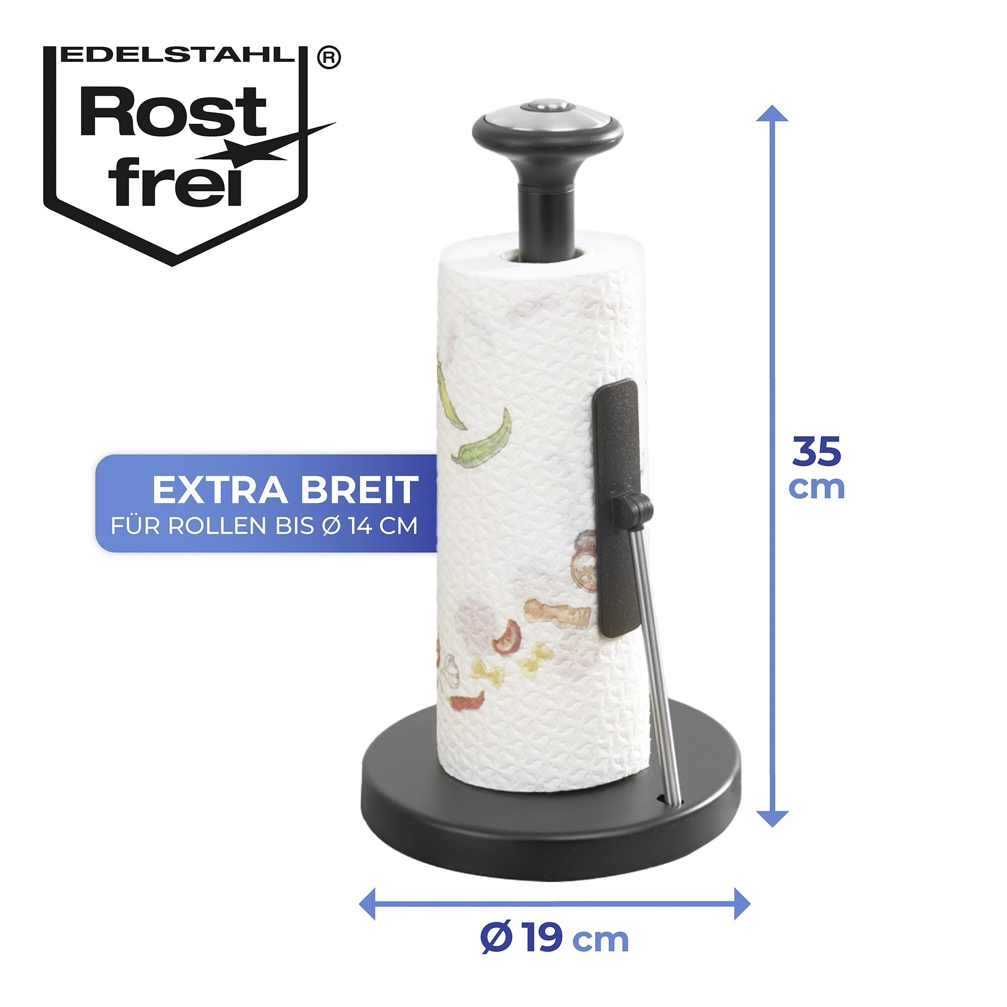 Küchenrollenhalter Premium, schwarz